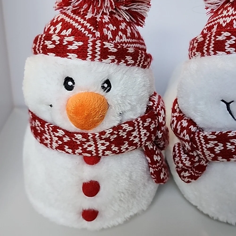 Prince & Fox Snowman Slippers with Red Accents